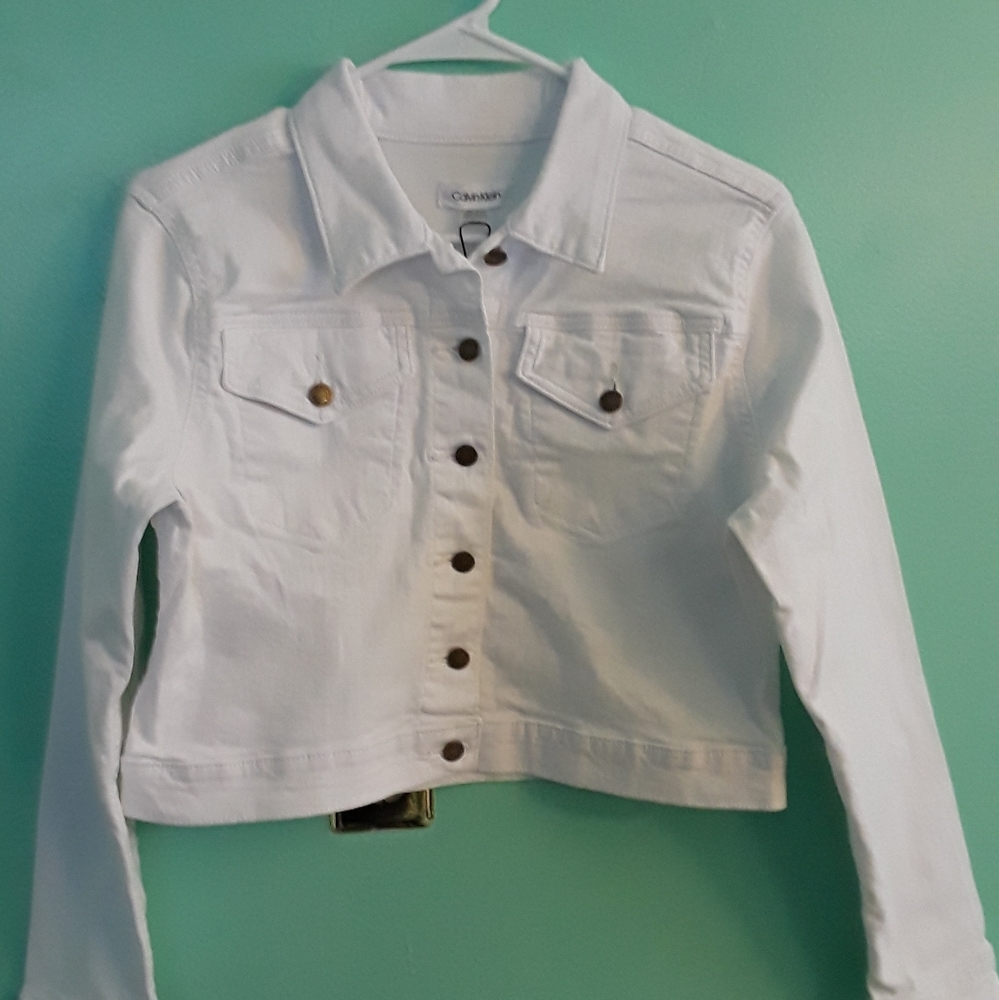 Calvin klein white  jean jacket size M